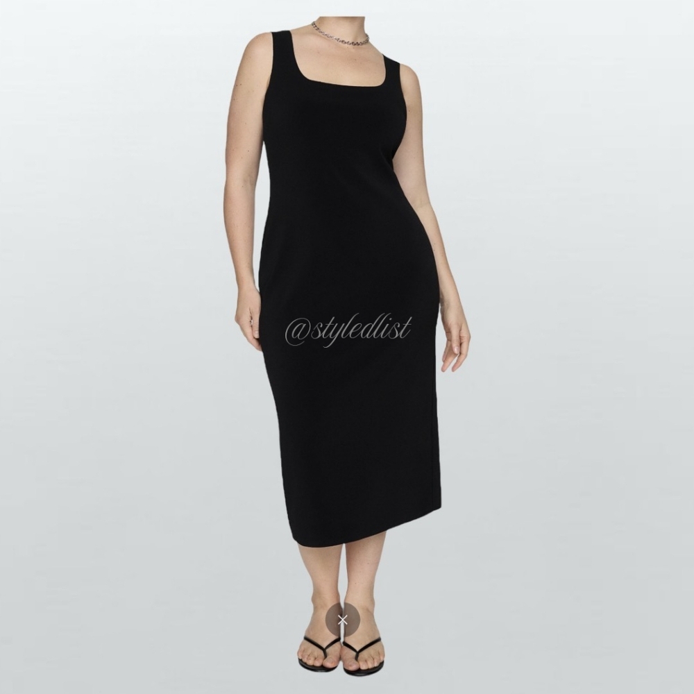 Mango Midi Dress With Straps Black XS NWT